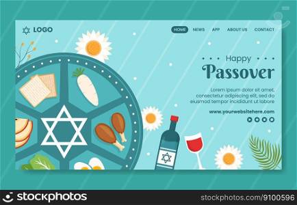 Happy Passover Jewish Holiday Social Media Landing Page Hand Drawn Template Background Illustration