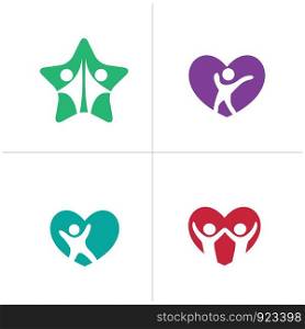 Happy people logo designs. Happy family and Health care icons, kids vector