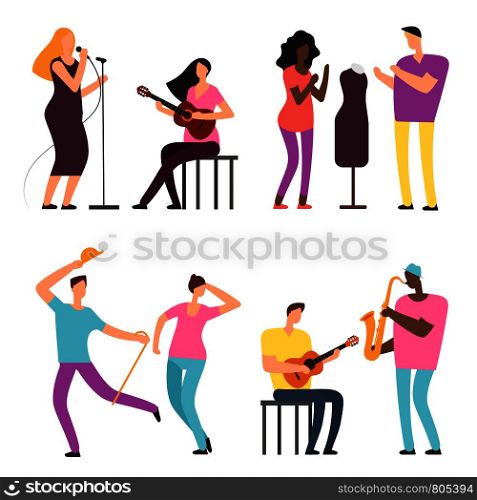 Happy people of art and music. Professional artists and musicians vector characters of set isolated on white illustration. Happy people of art and music. Professional artists and musicians vector characters