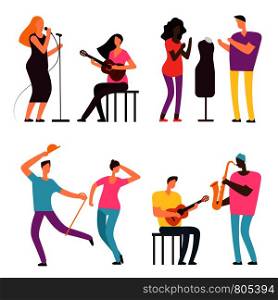 Happy people of art and music. Professional artists and musicians vector characters of set isolated on white illustration. Happy people of art and music. Professional artists and musicians vector characters