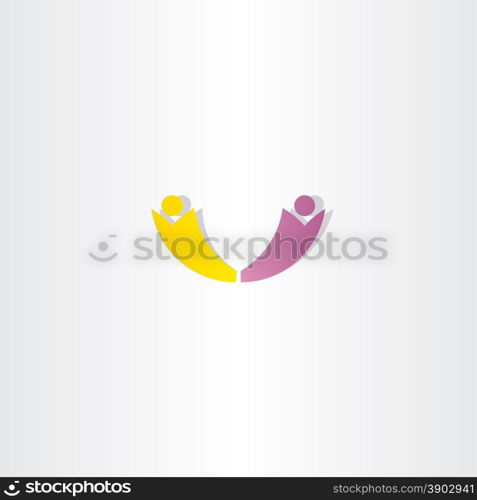 happy people purple yellow vector logo design element