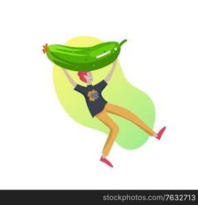 Happy People with vegetables jumping and dansing. Vegetarianism, healthy lifestyle. Veggie recipe, vegetarian diet, meat abstaining, eco friendly. Colorful vector illustration. Happy People with vegetables jumping and dansing. Vegetarianism, healthy lifestyle. Veggie recipe, vegetarian diet, meat abstaining, eco friendly. Colorful vector