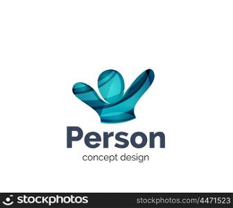 Happy person logo business branding icon, created with color overlapping elements. Glossy abstract geometric style, single logotype