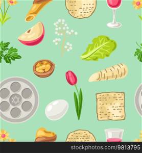 Happy Pesach Jewish Passover plate seamless pattern. Holiday background with celebration traditional symbols.. Happy Pesach Jewish Passover plate seamless pattern. Holiday background with traditional symbols.