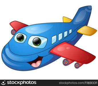 Happy plane cartoon isolated on white background