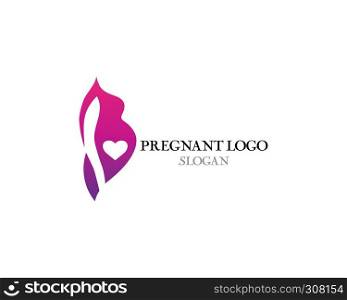 Happy pregnant woman touching her belly. Pregnancy