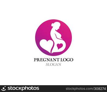Happy pregnant woman touching her belly. Pregnancy