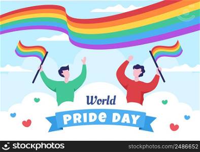 Happy Pride Month Day with LGBT Rainbow and Transgender Flag to Parade Against Violence, Discrimination, Equality or Homosexuality in Cartoon Illustration