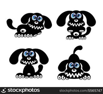 Happy Puppy Dog silhouettes. Vector Illustration