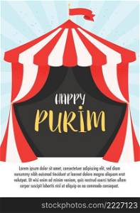Happy Purim day greeting card. Vector illustration 