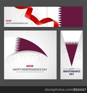 Happy Qatar independence day Banner and Background Set