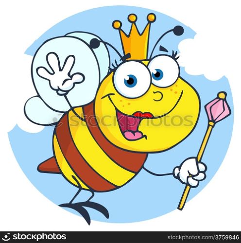 Happy Queen Bee Cartoon Character