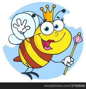 Happy Queen Bee Cartoon Character