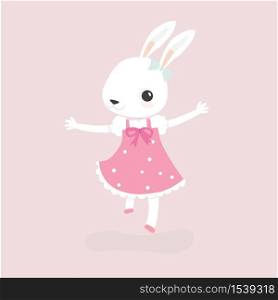 Happy rabbit cartoon character cheerful mammal holiday art.. Happy rabbit cartoon character.
