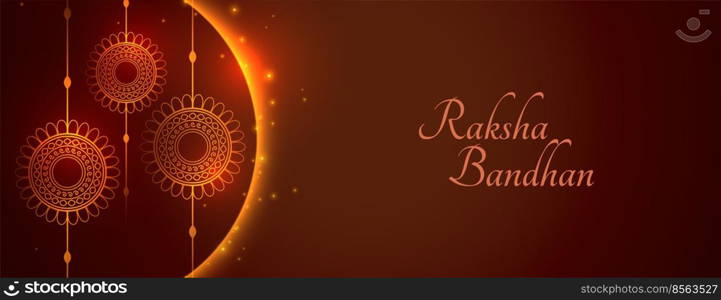 happy raksha bandhan wide banner greeting shiny design