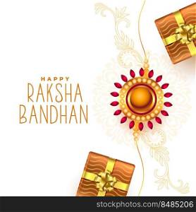 happy raksha bandhan wishes card template with gift h&er design 