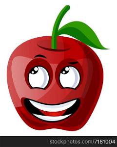 Happy red apple illustration vector on white background