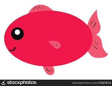 Happy red fish, illustration, vector on white background.