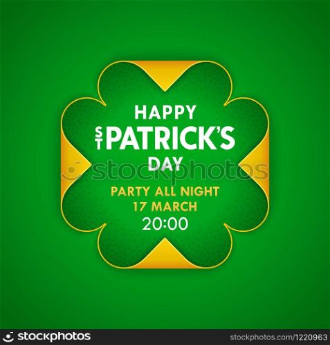 Happy Saint Patrick&rsquo;s Day. Creative 3D paper art emblem. Stylized clover from paper scrolls with folded four edges. Vector illustration. Happy Saint Patrick&rsquo;s Day. Creative 3D paper art emblem. Stylized clover from paper scrolls with folded four edges. Vector