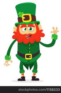 Happy Saint Patrick&rsquo;s Day! Funny St. Patrick smiling in cartoon style. National Irish holiday.