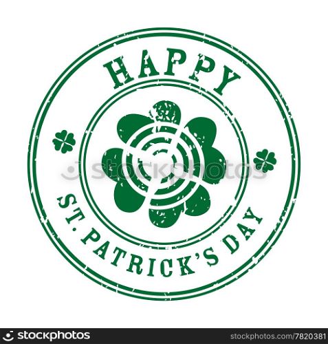 Happy Saint Patrick&rsquo;s Day stamp over white, greetings