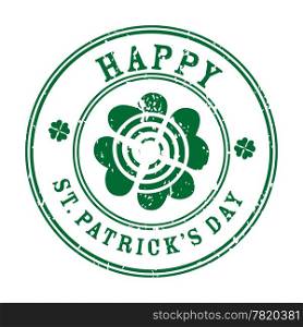 Happy Saint Patrick&rsquo;s Day stamp over white, greetings