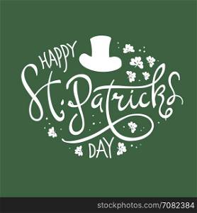 Happy Saint Patrick's Day logotype. Celebration design for March, 17th. Hand drawn lettering typography. Beer festival badge