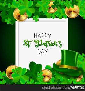 Happy Saint Patricks Day Background with Clover Leaves. Vector Illustration EPS10. Happy Saint Patricks Day Background with Clover Leaves. Vector Illustration