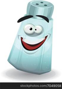 Happy Salt Shaker Character. Illustration of a funny cartoon salt shaker character, happy and smiling, for spicing food