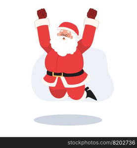 Happy Santa claus is jumping. Merry christmas. Vector illustration.