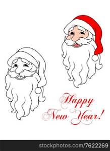 Happy Santa Claus with white beard for holiday design