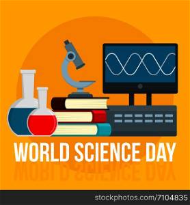 Happy science day concept background. Flat illustration of happy science day vector concept background for web design. Happy science day concept background, flat style
