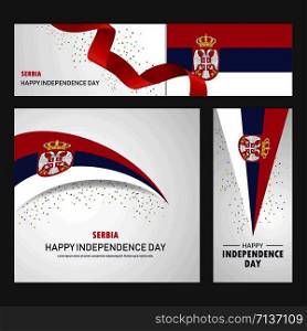 Happy Serbia independence day Banner and Background Set