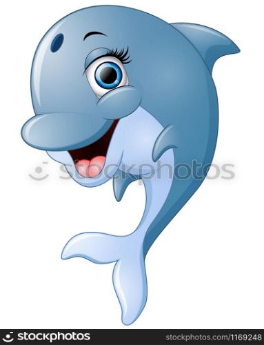 Happy shark cartoon isolated on white background