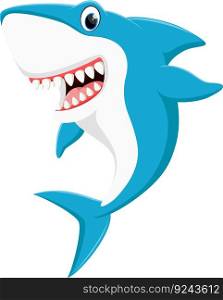 Happy shark cartoon isolated on white background