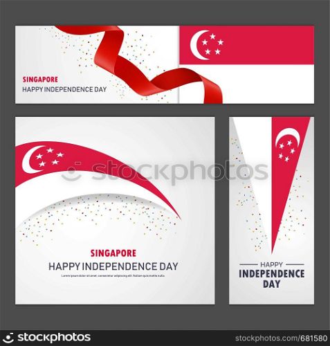 Happy Singapore independence day Banner and Background Set