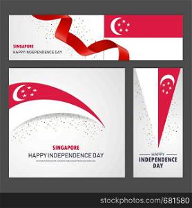 Happy Singapore independence day Banner and Background Set