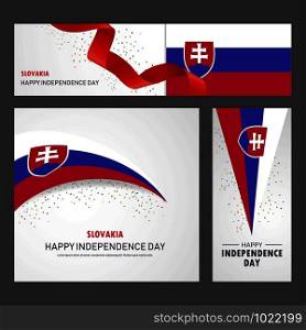 Happy Slovakia independence day Banner and Background Set