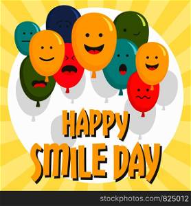 Happy smile day concept background. Flat illustration of happy smile day vector concept background for web design. Happy smile day concept background, flat style