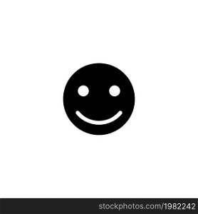 Happy Smile Face. Flat Vector Icon. Simple black symbol on white background. Happy Smile Face Flat Vector Icon