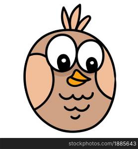 happy smiling owl head emoticon, doodle icon image. cartoon caharacter cute doodle draw