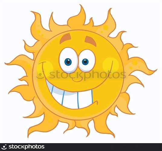 Happy Smiling Sun Mascot Cartoon Character