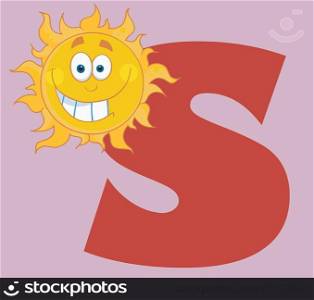 Happy Smiling Sun With Letters S