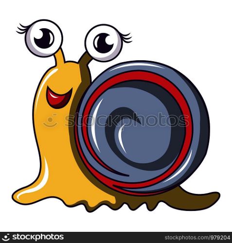 Happy snail icon. Cartoon illustration of happy snail vector icon for web. Happy snail icon, cartoon style