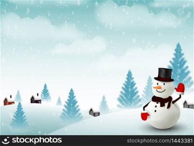 Happy Snowman Christmas background. vector