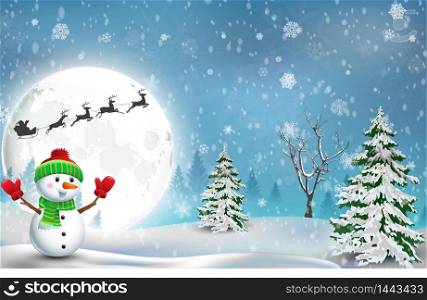 Happy Snowman Christmas background. vector