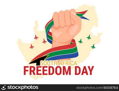 Happy South Africa Freedom Day on 27 April Illustration with Wave Flag for Web Banner or Landing Page in Hand Drawn Background Templates