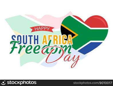 Happy South Africa Freedom Day on 27 April Illustration with Wave Flag for Web Banner or Landing Page in Hand Drawn Background Templates
