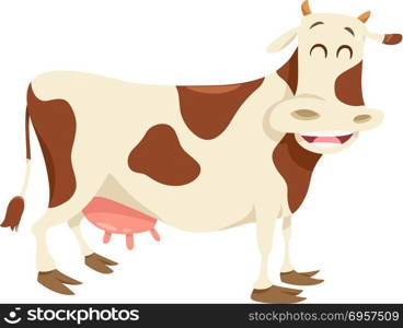 happy spotted cow farm animal character. Cartoon Illustration of Happy Cow Farm Animal Character