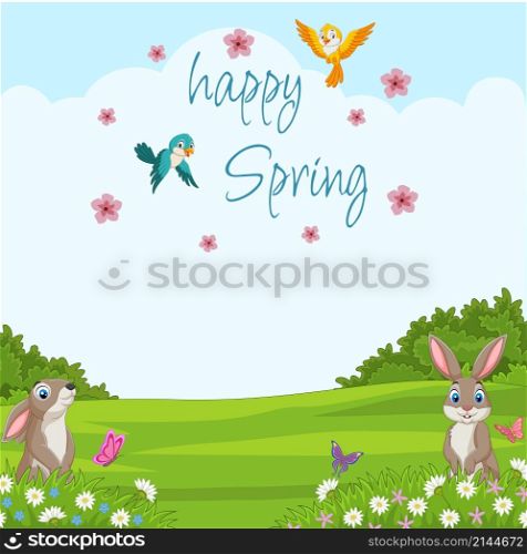 Happy spring with animals in the park